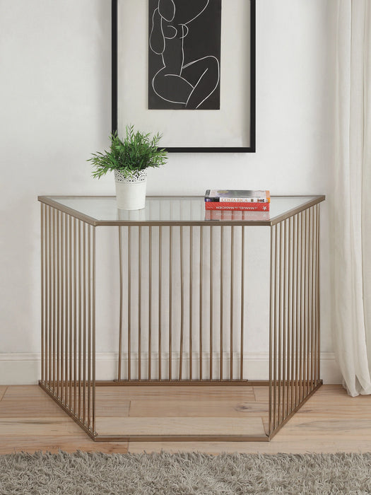 Five Star Furniture - Oaklie Champagne & Clear Glass Sofa Table