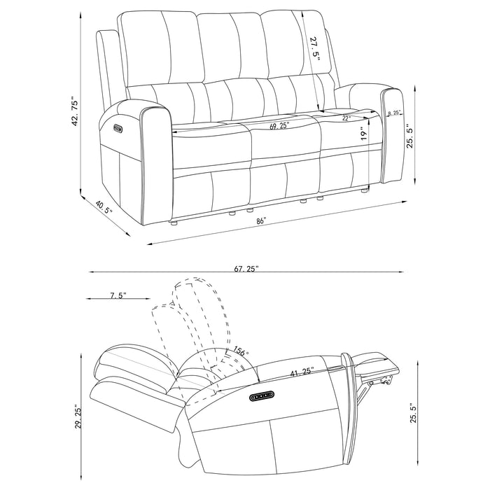 Five Star Furniture - Brickston Triple Power Reclining Sofa