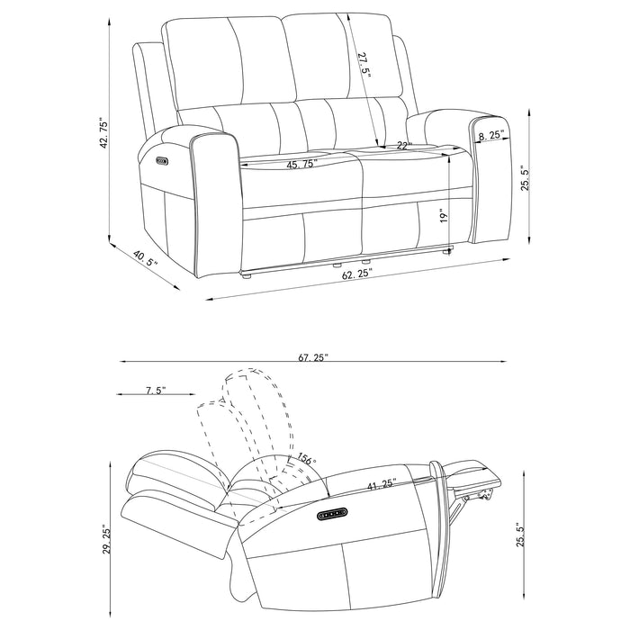 Five Star Furniture - Brickston Triple Power Reclining Loveseat