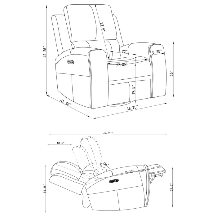 Five Star Furniture - Brickston Triple Power Swivel Glider Recliner