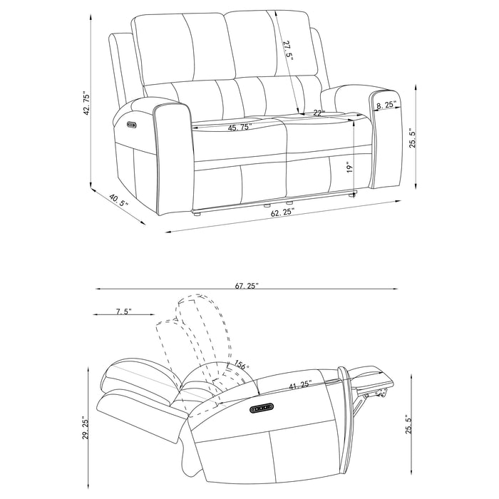 Five Star Furniture - Brickston Triple Power Reclining Loveseat