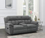 Five Star Furniture - Bahrain Upholstered Motion Loveseat with Console Charcoal image