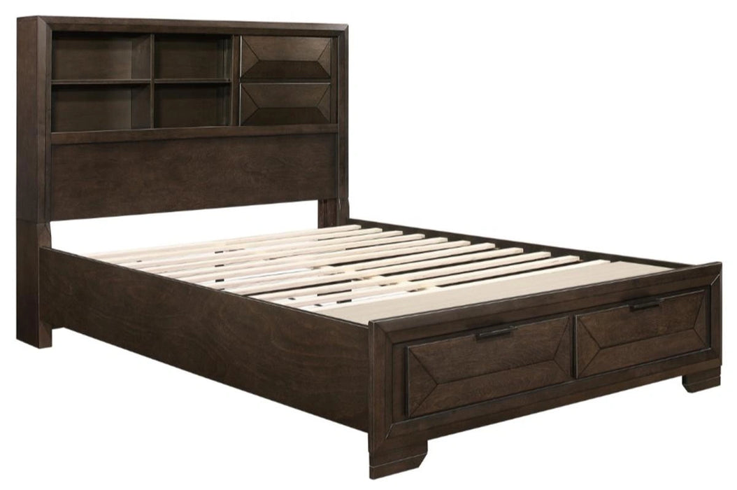 Five Star Furniture - Chesky King Bookcase Bed with Footboard Storage in Warm Espresso 1753K-1EK*