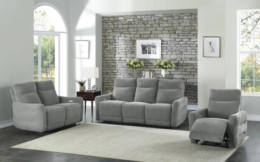 Five Star Furniture - Edition Power Double Lay Flat Reclining Sofa in Dove Grey 9804DV-3PWH