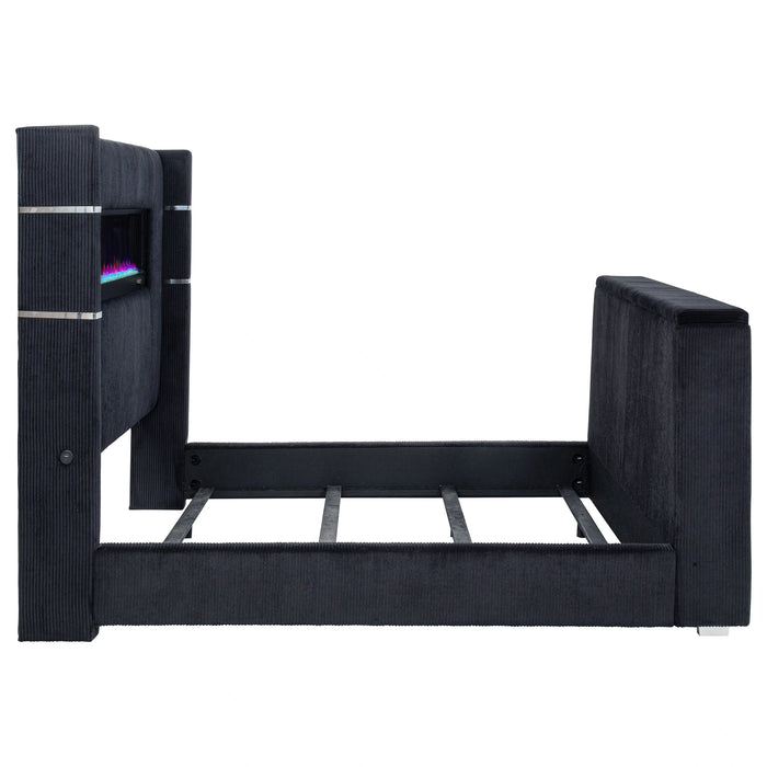 Five Star Furniture - Tisdall Wingback TV Bed with Flame Visualizer
