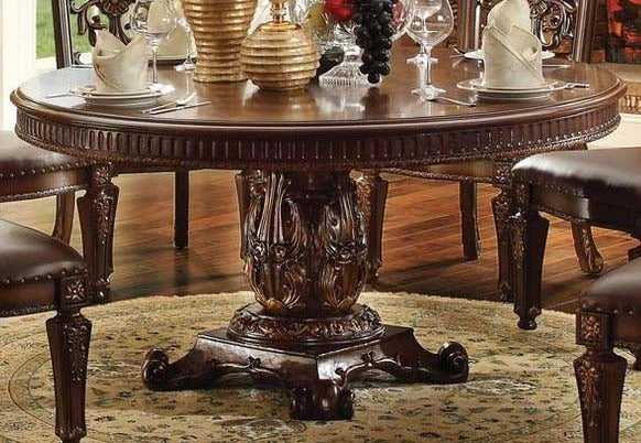 Five Star Furniture - Acme Vendome Single Pedestal Round Dining Table with 60"D Table Top in Cherry 62015