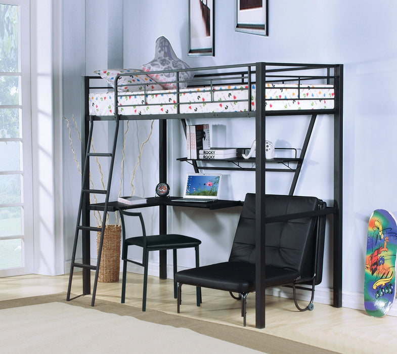 Five Star Furniture - Senon Silver & Black Loft Bed & Desk