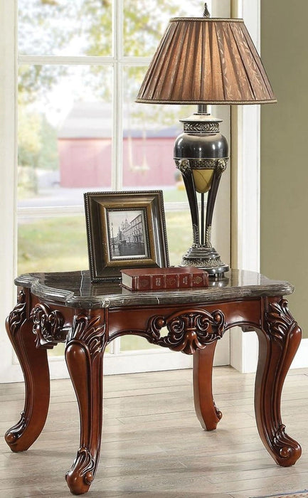 Five Star Furniture - Acme Furniture Eustoma End Table in Marble/Walnut 83067