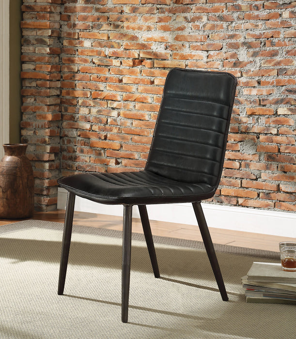 Five Star Furniture - Hosmer Black Top Grain Leather & Antique Black Side Chair