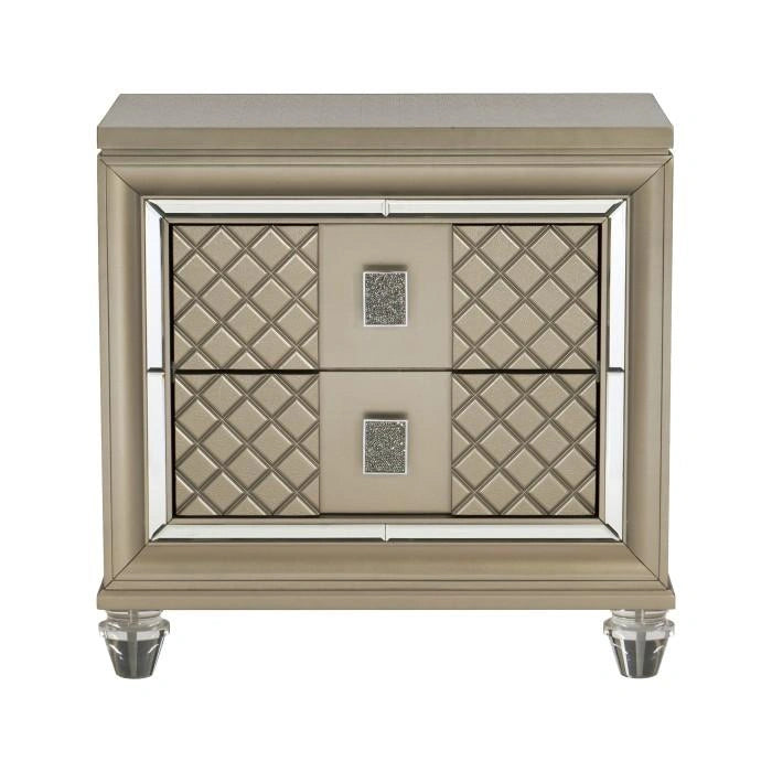 Five Star Furniture - Loudon 2 Drawer Nightstand in Champagne Metallic 1515-4