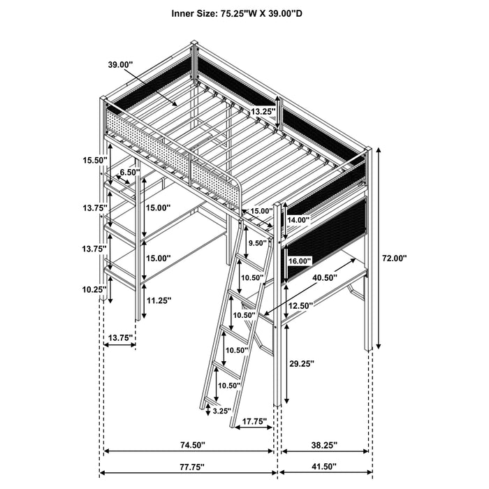Five Star Furniture - Campus Workstation Loft Bed