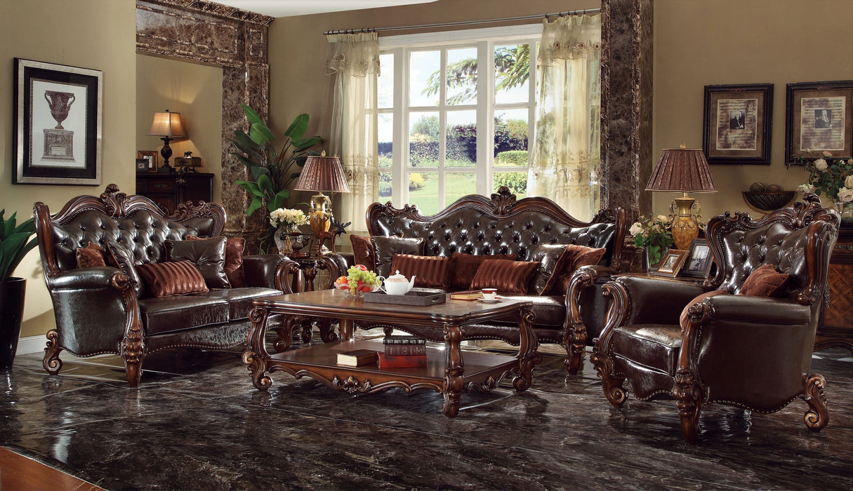 Five Star Furniture - Versailles 2-Tone Dark Brown PU & Cherry Oak Sofa w/7 Pillows