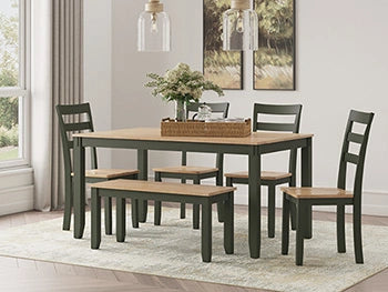 Five Star Furniture - Gesthaven Dining Table with 4 Chairs and Bench (Set of 6)