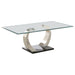 Five Star Furniture - Pruitt Glass Top Coffee Table Clear and Satin image