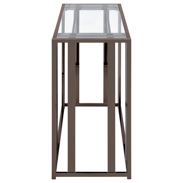 Five Star Furniture - Adri Rectangular Glass Top Sofa Table Clear and Black Nickel