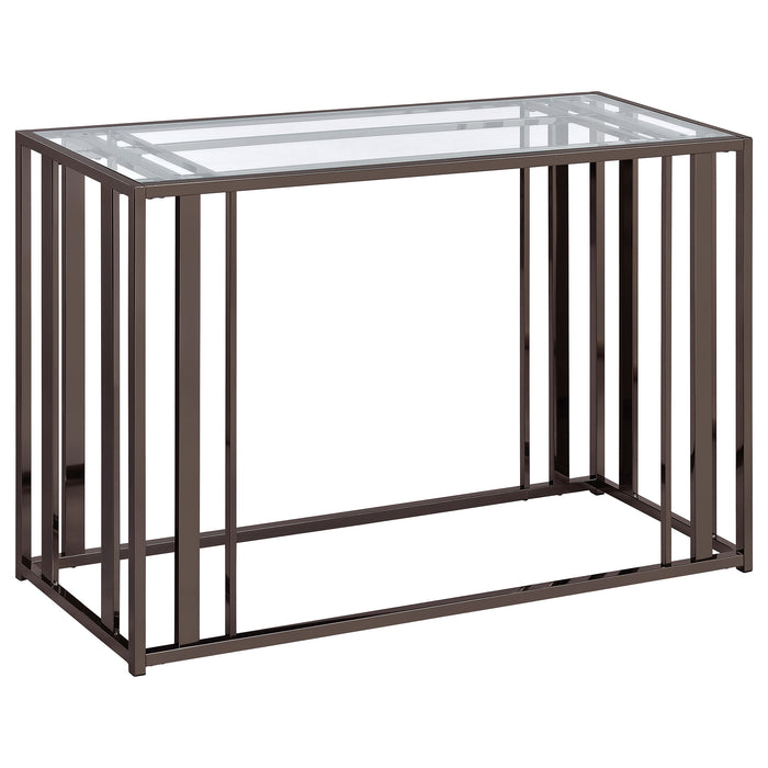 Five Star Furniture - Adri Rectangular Glass Top Sofa Table Clear and Black Nickel
