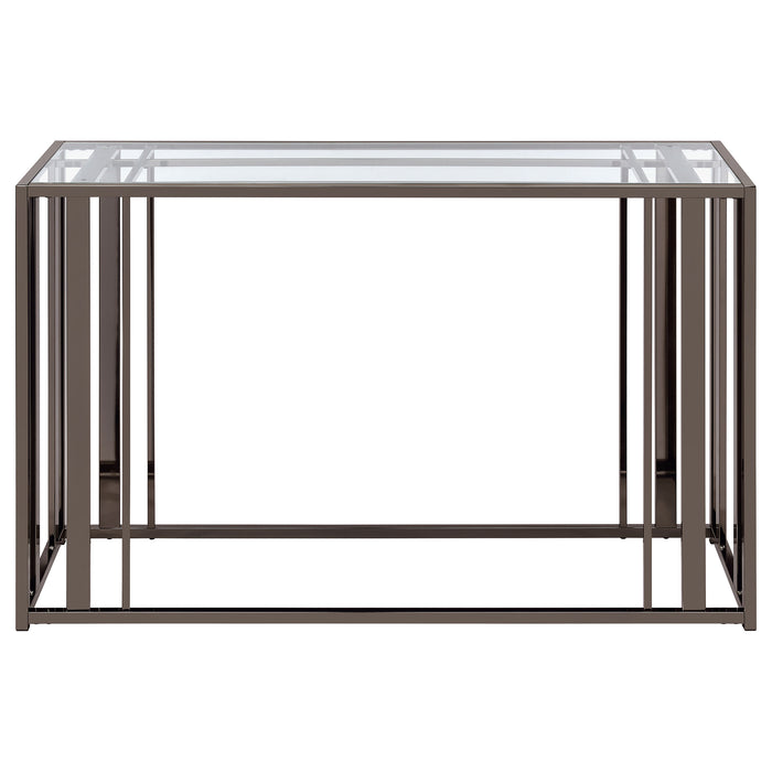 Five Star Furniture - Adri Rectangular Glass Top Sofa Table Clear and Black Nickel
