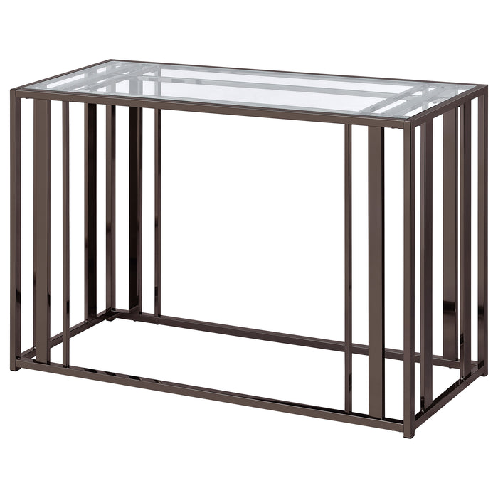 Five Star Furniture - Adri Rectangular Glass Top Sofa Table Clear and Black Nickel