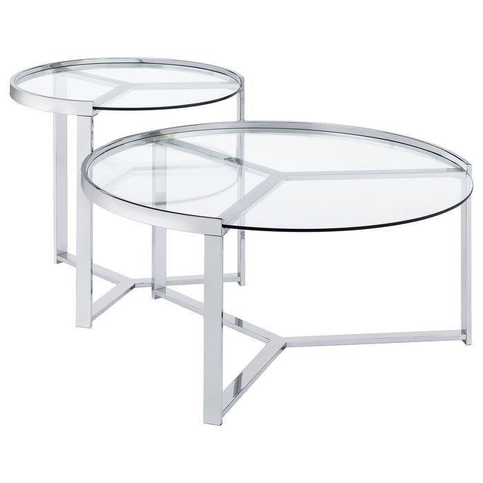 Five Star Furniture - Delia 2-Piece Round Glass Top Nesting Coffee Table Clear and Chrome