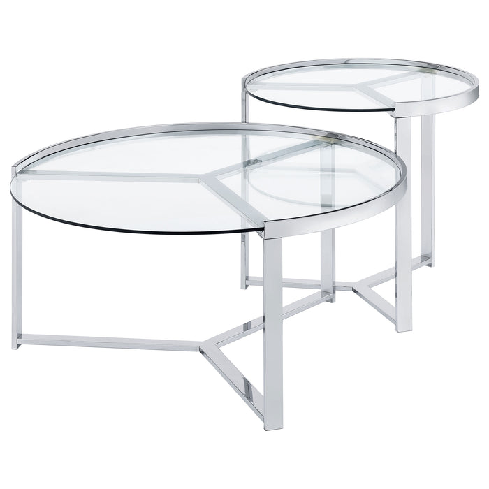 Five Star Furniture - Delia 2-Piece Round Glass Top Nesting Coffee Table Clear and Chrome