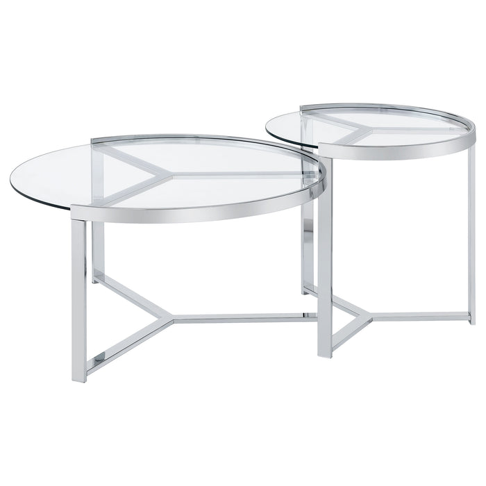 Five Star Furniture - Delia 2-Piece Round Glass Top Nesting Coffee Table Clear and Chrome