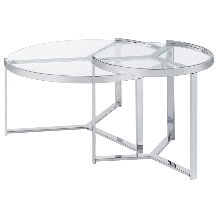 Five Star Furniture - Delia 2-Piece Round Glass Top Nesting Coffee Table Clear and Chrome