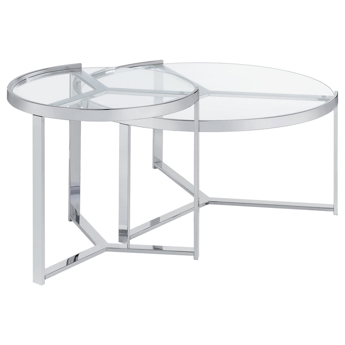 Five Star Furniture - Delia 2-Piece Round Glass Top Nesting Coffee Table Clear and Chrome