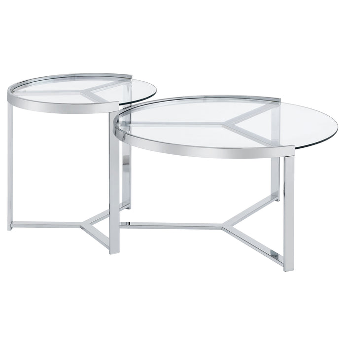 Five Star Furniture - Delia 2-Piece Round Glass Top Nesting Coffee Table Clear and Chrome