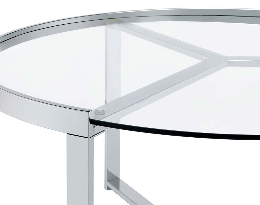 Five Star Furniture - Delia 2-Piece Round Glass Top Nesting Coffee Table Clear and Chrome