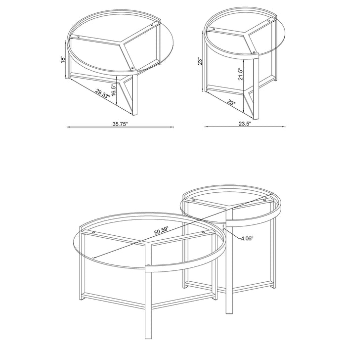Five Star Furniture - Delia 2-Piece Round Glass Top Nesting Coffee Table Clear and Chrome