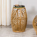 Five Star Furniture - Dahlia Round Glass Top Woven Rattan End Table Natural Brown image