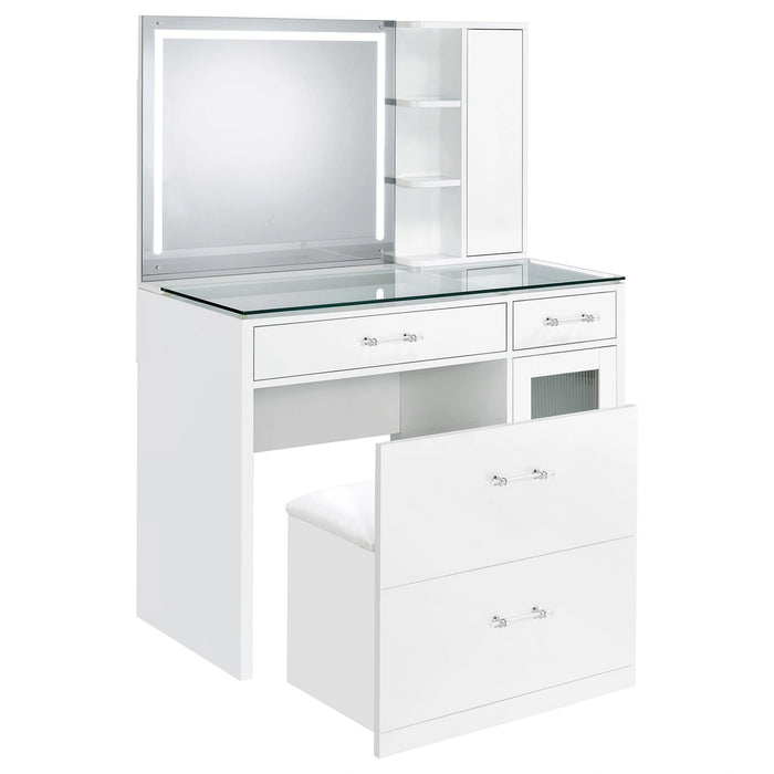 Five Star Furniture - Flora Makeup Vanity Table with LED Mirror and Stool