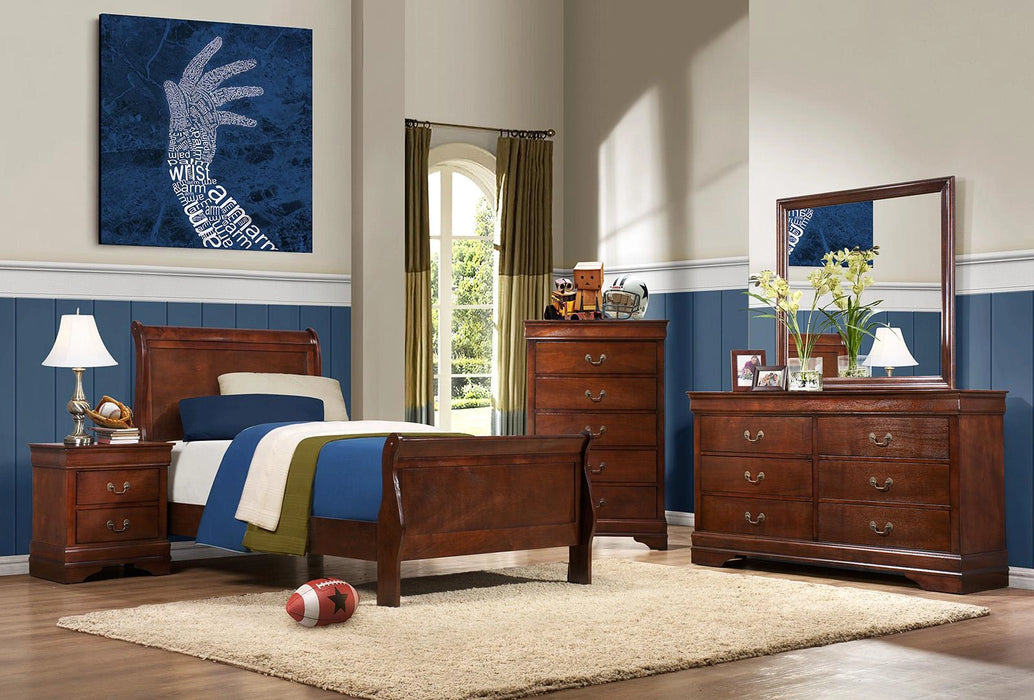 Five Star Furniture - Mayville Twin Sleigh in Brown Cherry 2147T-1