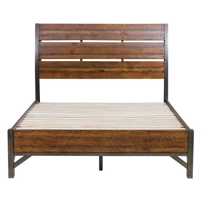 Five Star Furniture - Holverson Queen Platform Bed in Rustic Brown & Gunmetal 1715-1*