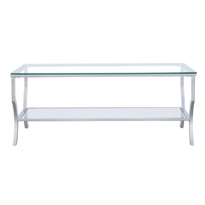 Saide Rectangular Coffee Table with Mirrored Shelf Chrome image