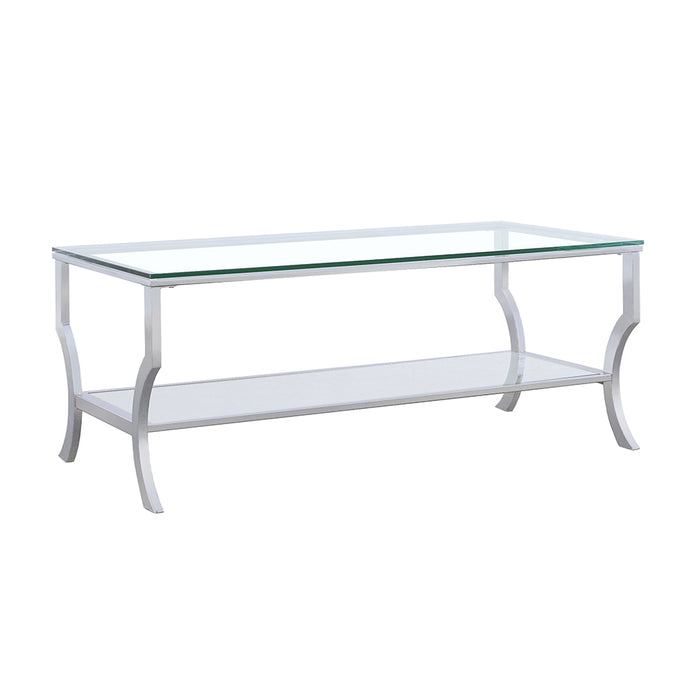 Five Star Furniture - Saide Rectangular Coffee Table with Mirrored Shelf Chrome