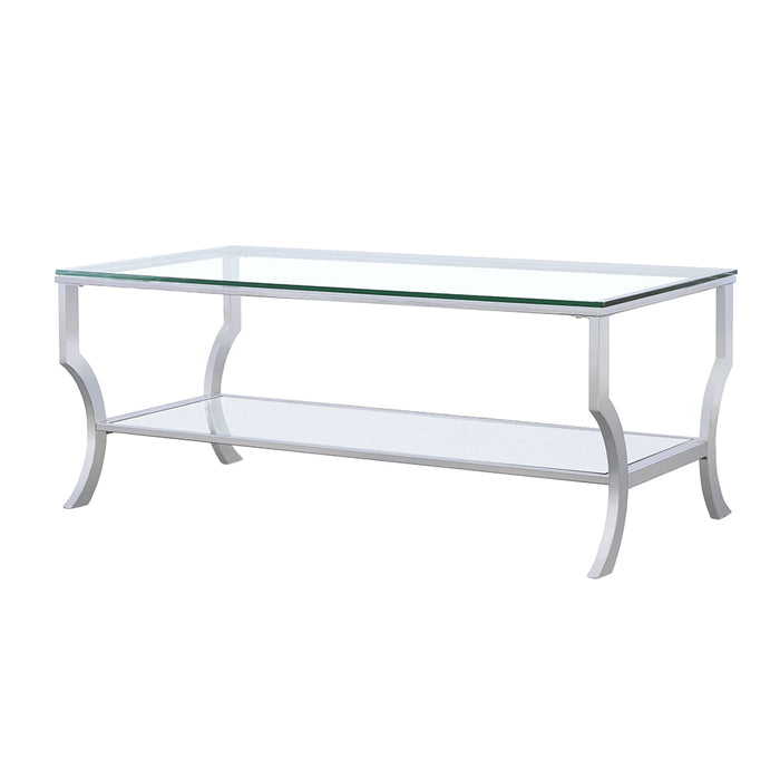 Five Star Furniture - Saide Rectangular Coffee Table with Mirrored Shelf Chrome