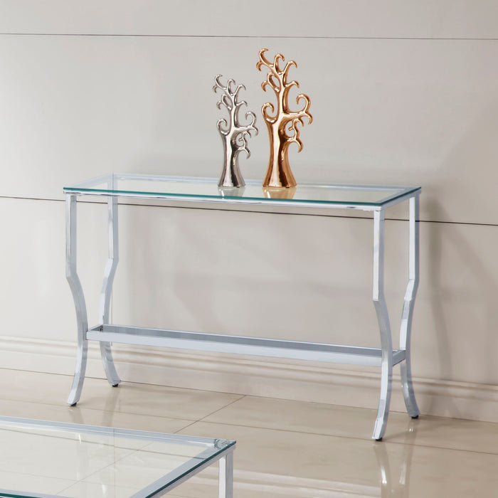 Five Star Furniture - Saide Rectangular Sofa Table with Mirrored Shelf Chrome