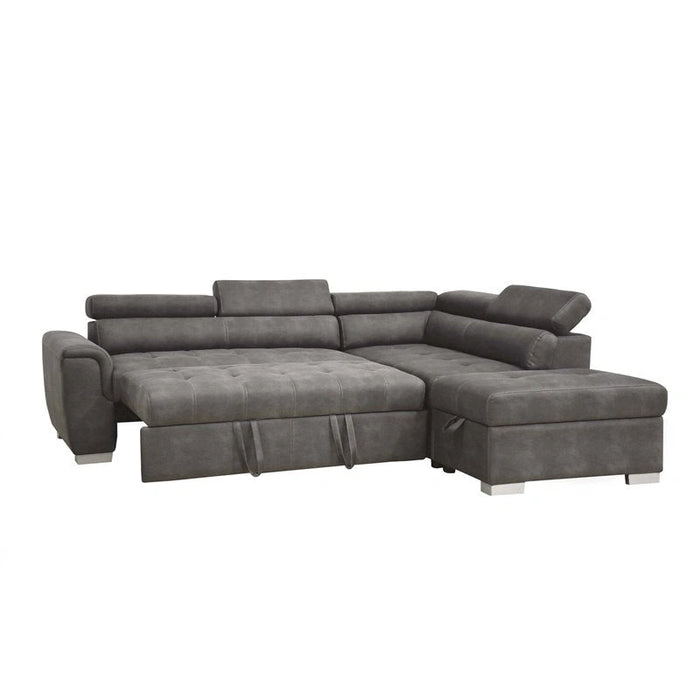 Five Star Furniture - Acme Thelma Sectional Sofa w/ Sleeper & Ottoman in Gray 50275