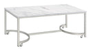 Five Star Furniture - Leona Coffee Table with Casters White and Satin Nickel image