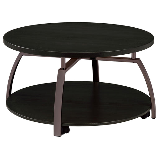 Dacre Round Coffee Table Dark Grey and Black Nickel image