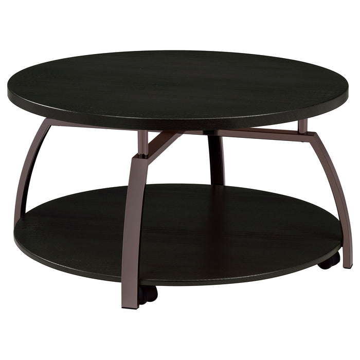 Five Star Furniture - Dacre Round Coffee Table Dark Grey and Black Nickel