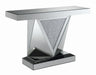 Five Star Furniture - Amore Rectangular Sofa Table with Triangle Detailing Silver and Clear Mirror image