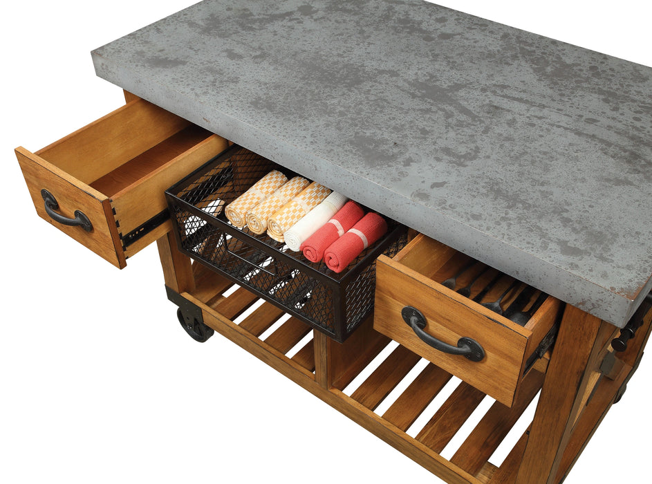 Five Star Furniture - Kailey Antique Oak Kitchen Cart