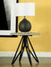 Five Star Furniture - Hadi Round End Table with Hairpin Legs Cement and Gunmetal image