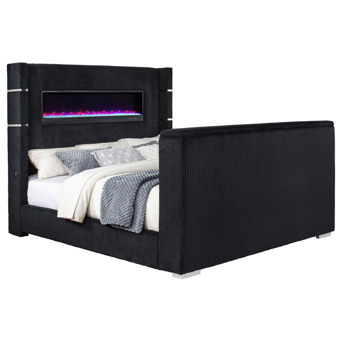 Five Star Furniture - Tisdall Wingback TV Bed with Flame Visualizer