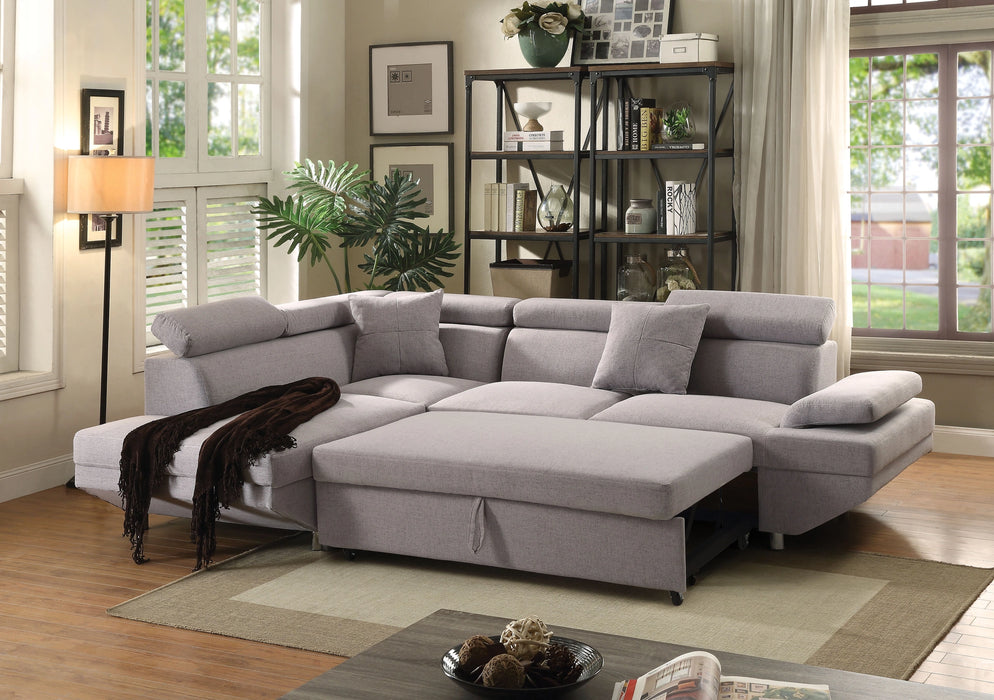 Five Star Furniture - Jemima Gray Fabric Sectional Sofa w/Sleeper