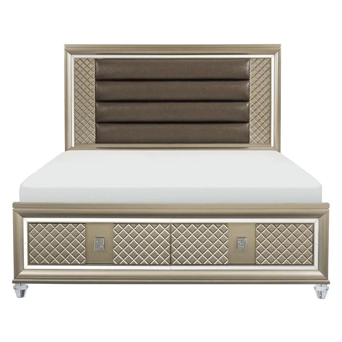 Five Star Furniture - Loudon Queen Platform with Storage Bed in Champagne Metallic 1515-1*