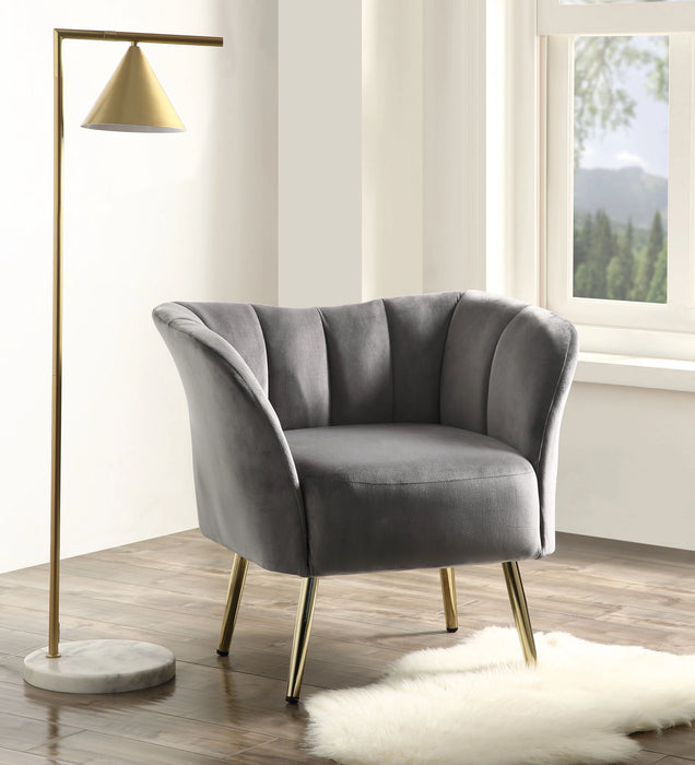 Five Star Furniture - Reese Gray Velvet & Gold Accent Chair