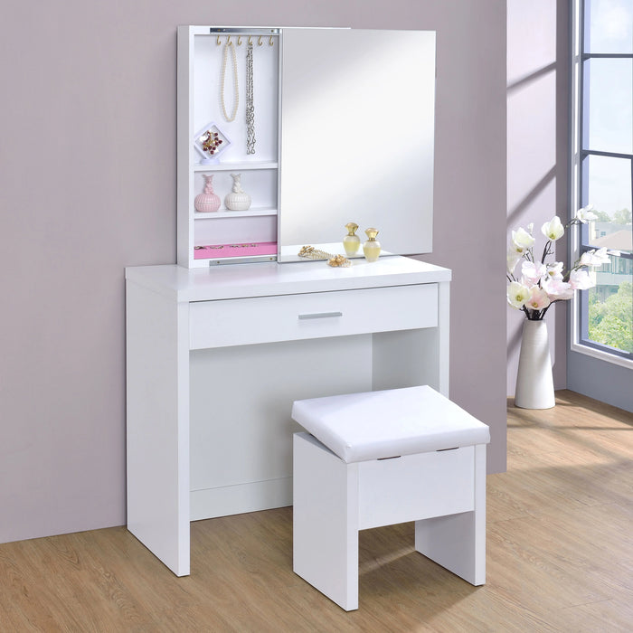 Five Star Furniture - Harvey Makeup Vanity Table with Mirror and Stool